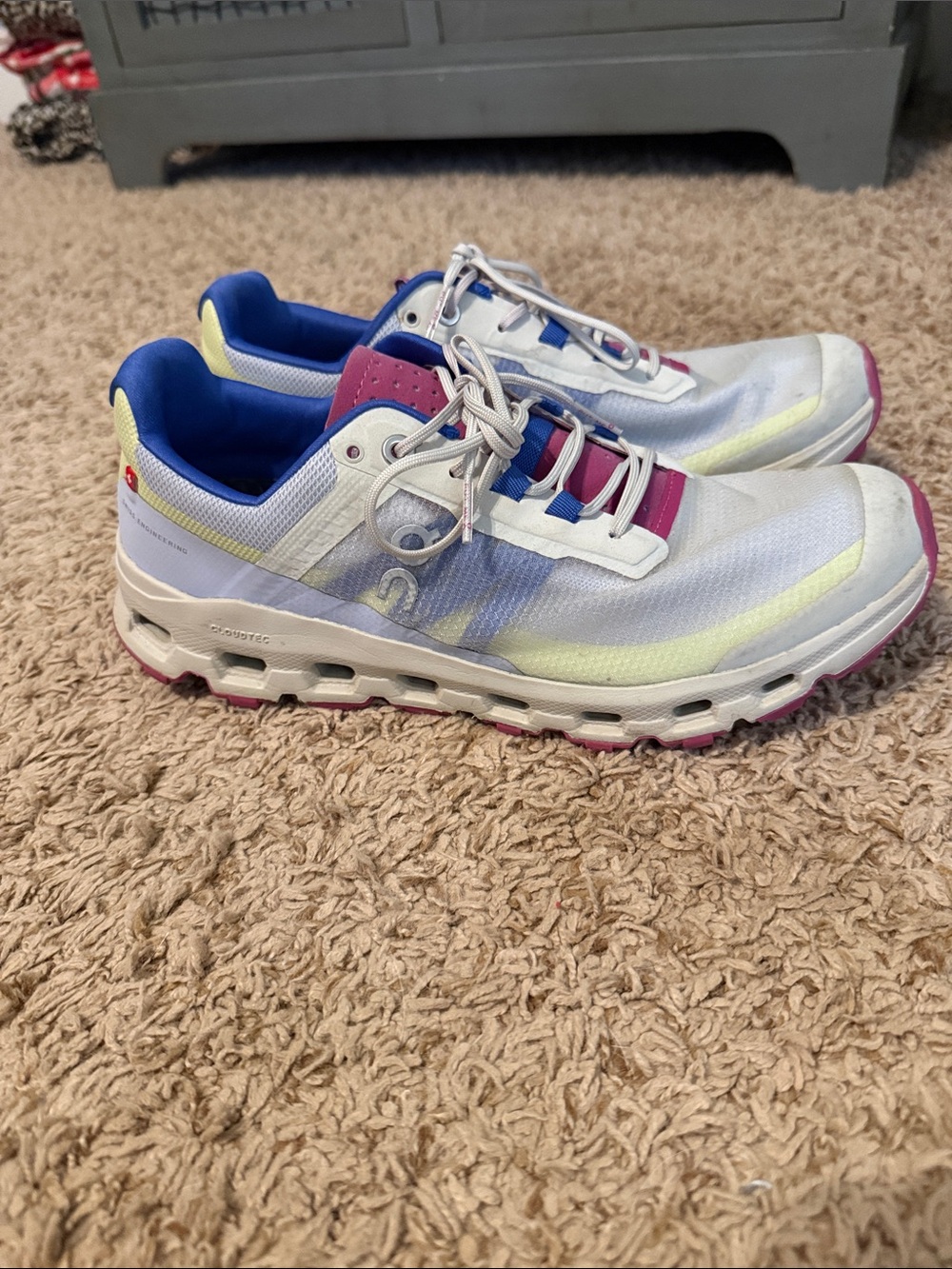 On Running Women's White Gray Blue Pink Sneakers
